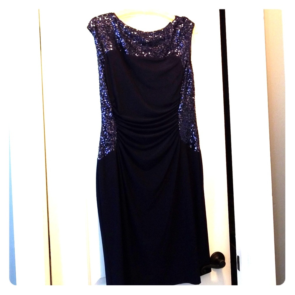 Navy sequin cocktail dress